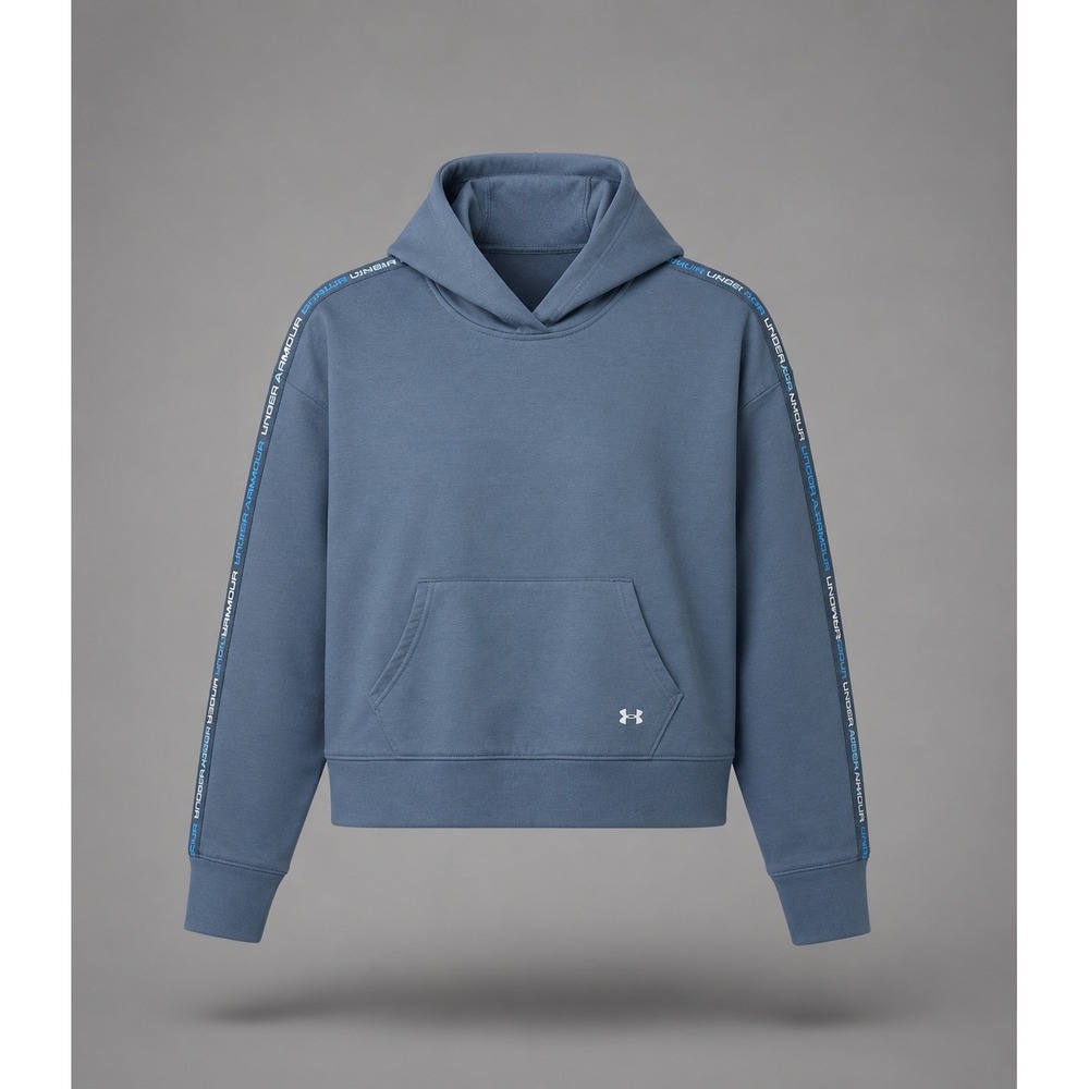 Under Armour Womens Loose Fit Logo Tape Hoodie Blue XL 1360904